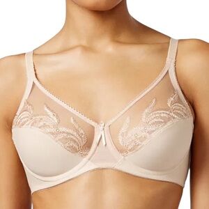 Wacoal Feather Full Figure Sheer-Embroidery Underwire Bra 85121 Size 38DD